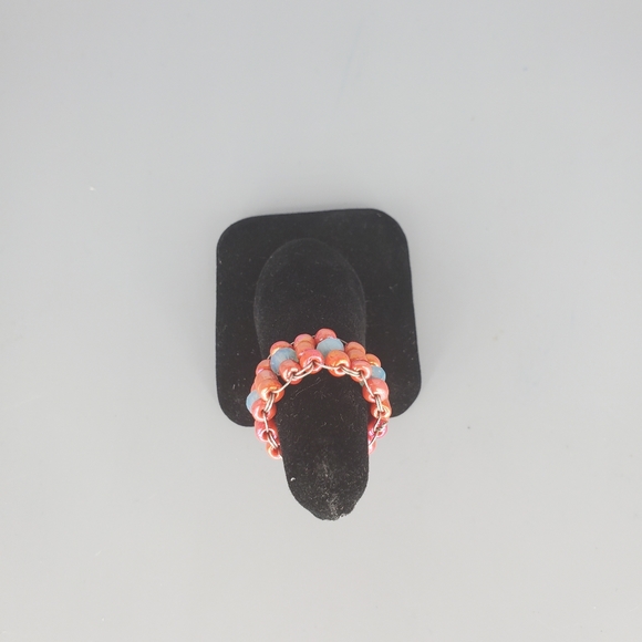 Red & Seagreen Swarovski Beaded Ring - Picture 9 of 10